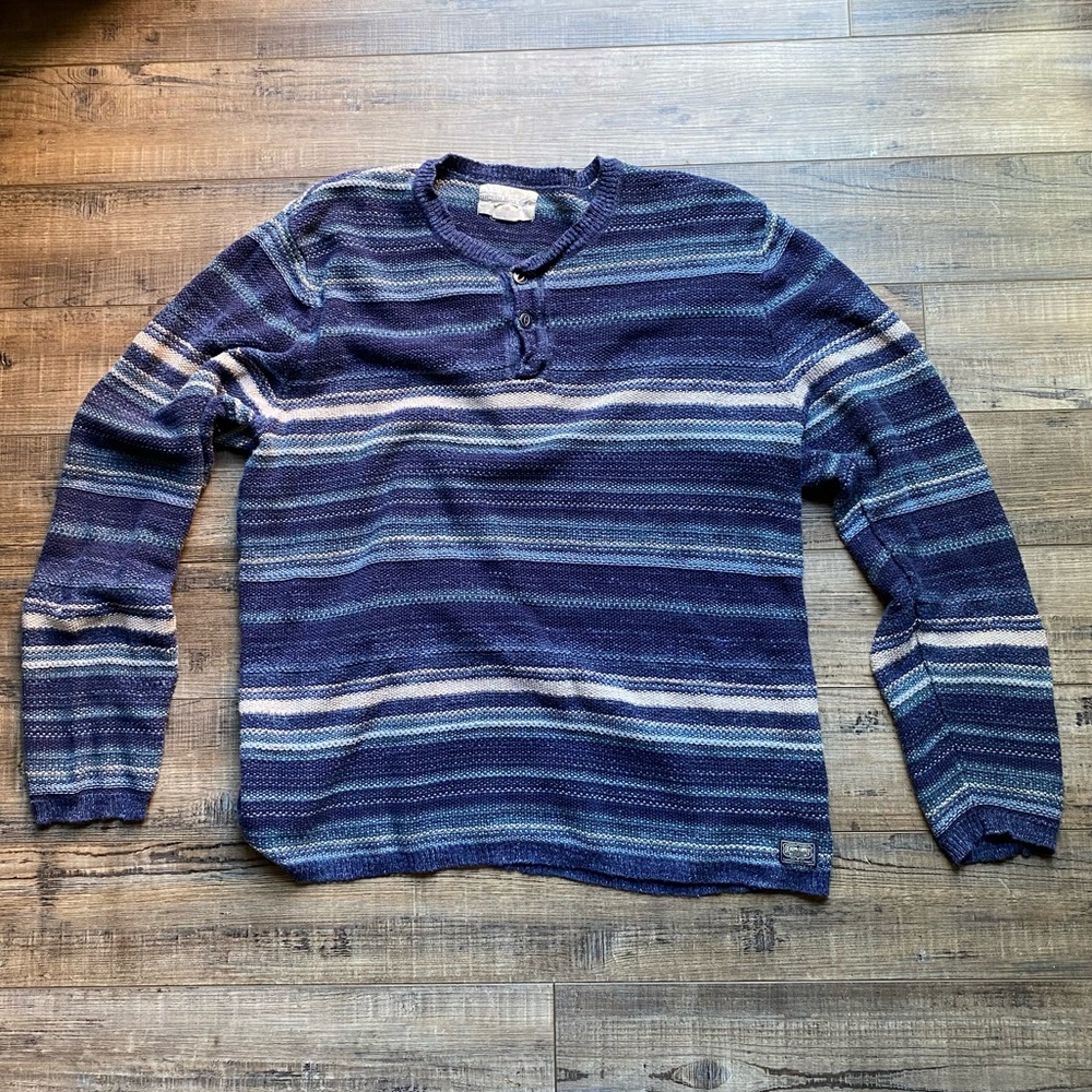 Ralph Lauren Vintage Sweater Striped blue and white denim supply